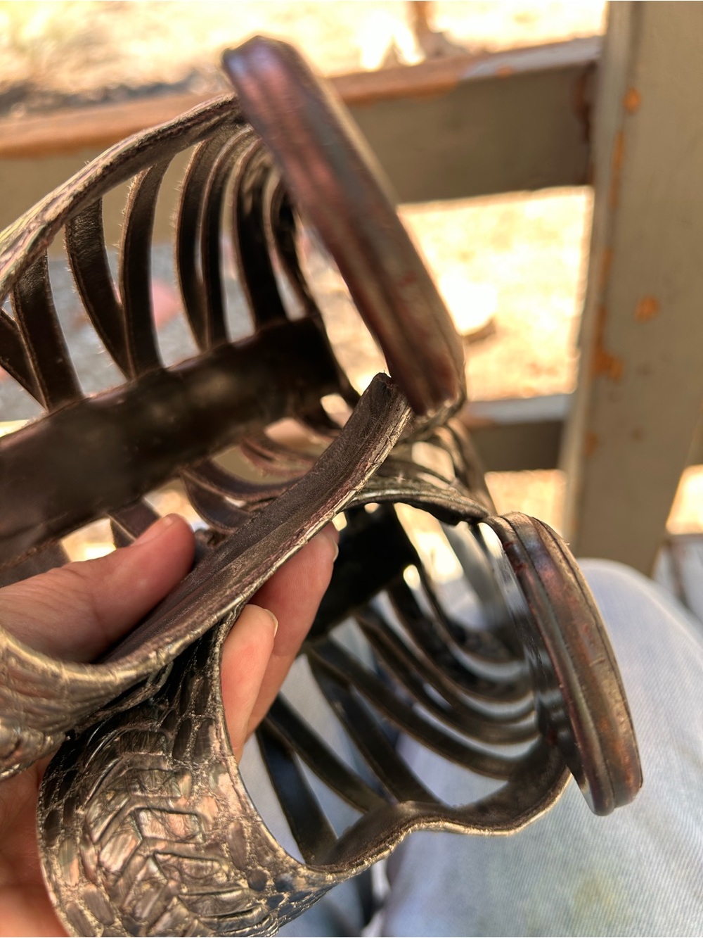 Elizabeth and James metallic, silver gladiator sandals, vintage - Picture 4 of 13